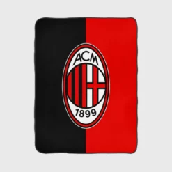 AC Milan Black and Red Football Club Logo Fleece Blanket 1