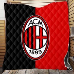 AC Milan Black and Red Football Club Logo Quilt Blanket