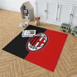 AC Milan Black and Red Football Club Logo Rug 1