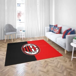 AC Milan Black and Red Football Club Logo Rug 2