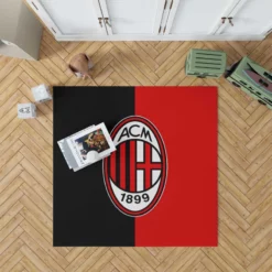 AC Milan Black and Red Football Club Logo Rug