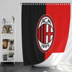 AC Milan Black and Red Football Club Logo Shower Curtain