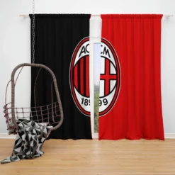 AC Milan Black and Red Football Club Logo Window Curtain