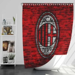 AC Milan Brick Design Football Club Logo Shower Curtain