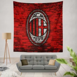 AC Milan Brick Design Football Club Logo Tapestry