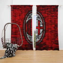 AC Milan Brick Design Football Club Logo Window Curtain
