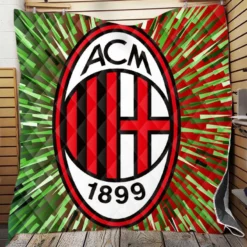AC Milan Green and Red Football Club Logo Quilt Blanket