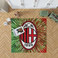 AC Milan Green and Red Football Club Logo Rug