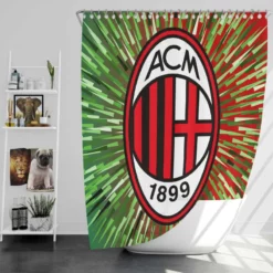 AC Milan Green and Red Football Club Logo Shower Curtain