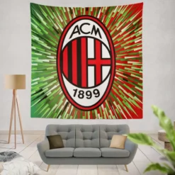 AC Milan Green and Red Football Club Logo Tapestry