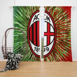 AC Milan Green and Red Football Club Logo Window Curtain