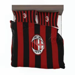 AC Milan Striped Design Football Logo Bedding Set 1