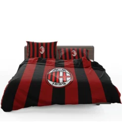 AC Milan Striped Design Football Logo Bedding Set