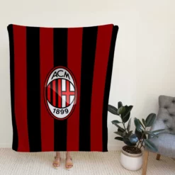 AC Milan Striped Design Football Logo Fleece Blanket
