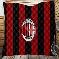 AC Milan Striped Design Football Logo Quilt Blanket