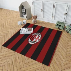 AC Milan Striped Design Football Logo Rug 1