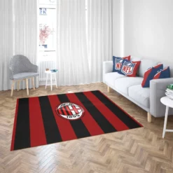 AC Milan Striped Design Football Logo Rug 2