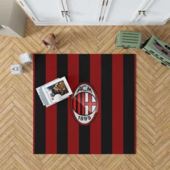AC Milan Striped Design Football Logo Rug