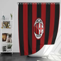 AC Milan Striped Design Football Logo Shower Curtain