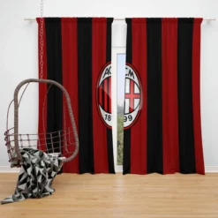 AC Milan Striped Design Football Logo Window Curtain