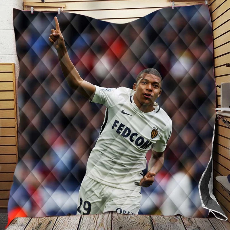 AS Monaco Football Player Kylian Mbappe Quilt Blanket