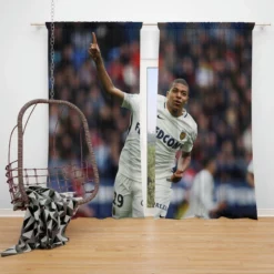 AS Monaco Football Player Kylian Mbappe Window Curtain