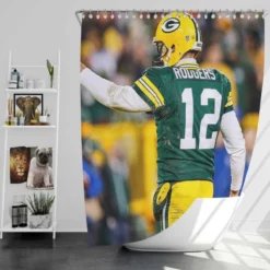 Aaron Rodgers Energetic NFL Player Shower Curtain