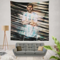 Active Football Player Lionel Messi Tapestry