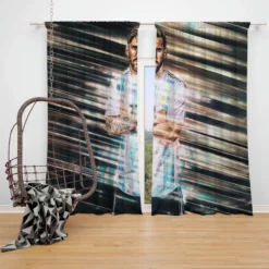 Active Football Player Lionel Messi Window Curtain
