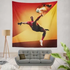 Active Football Player Paul Pogba Tapestry