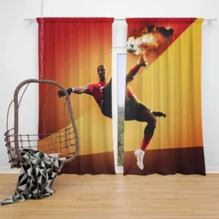 Active Football Player Paul Pogba Window Curtain