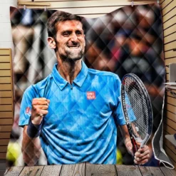 Active Serbian Tennis Player Novak Djokovic Quilt Blanket