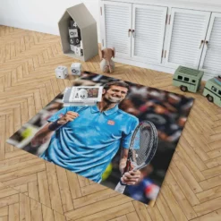 Active Serbian Tennis Player Novak Djokovic Rug 1