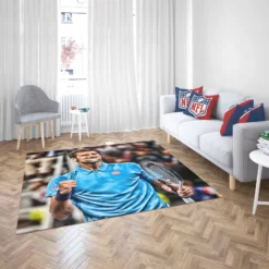 Active Serbian Tennis Player Novak Djokovic Rug 2