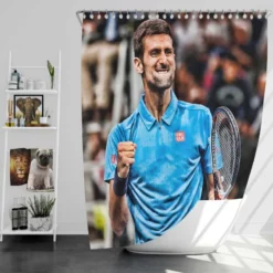 Active Serbian Tennis Player Novak Djokovic Shower Curtain