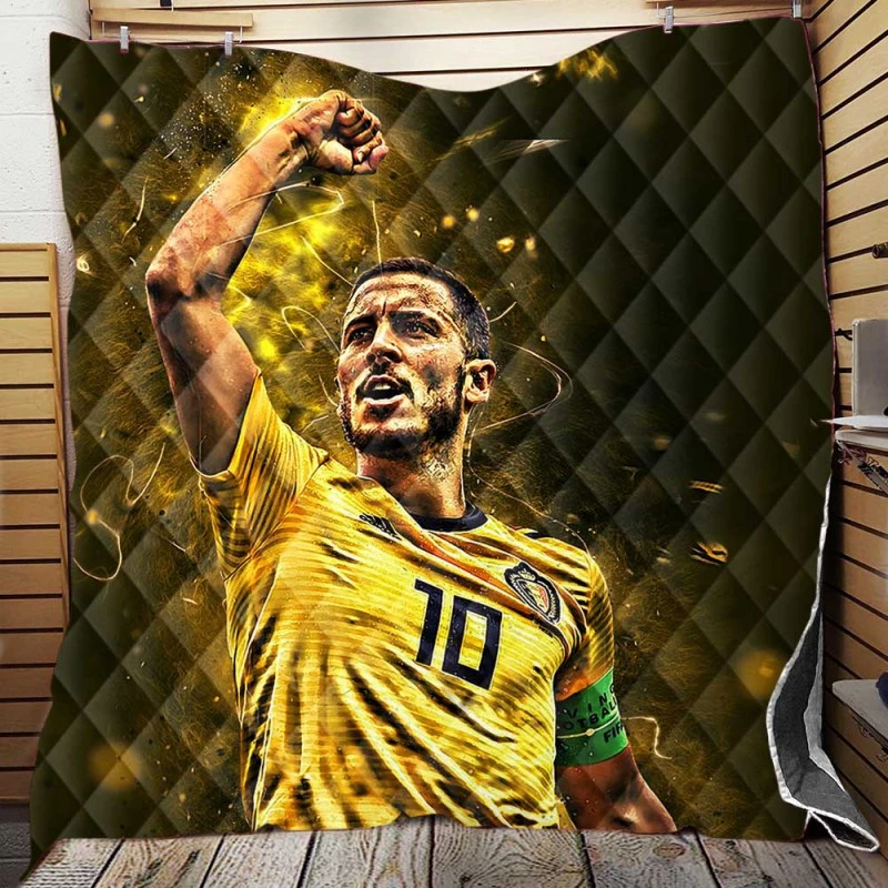 Active Soccer Player Eden Hazard Quilt Blanket