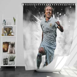 Active Soccer Player Luka Modric  Real Madrid Shower Curtain