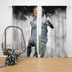 Active Soccer Player Luka Modric  Real Madrid Window Curtain