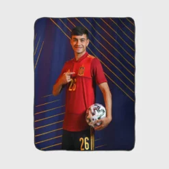 Active Spanish Football Player Pedri Fleece Blanket 1