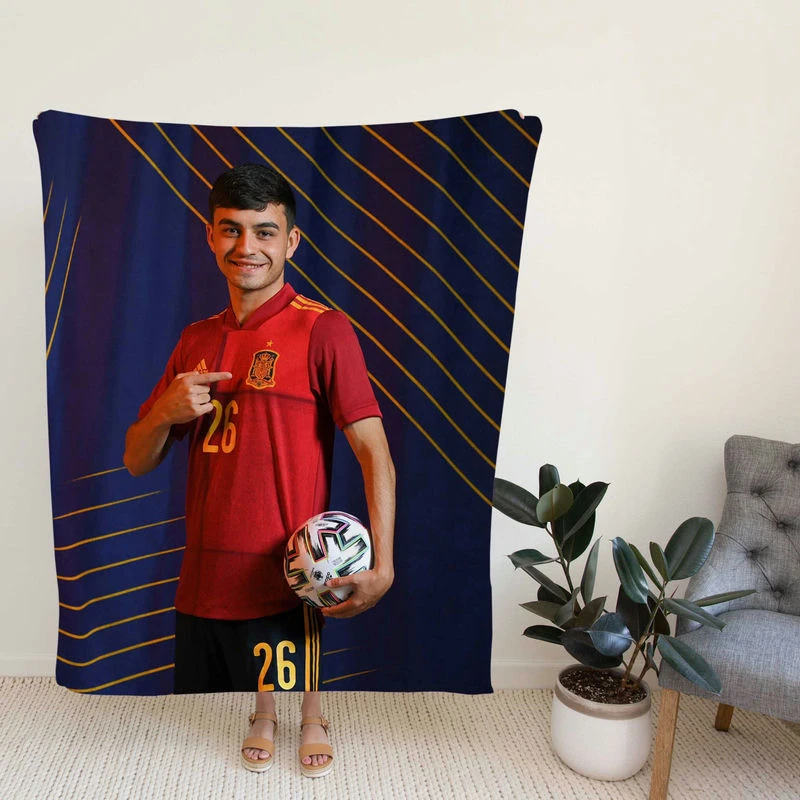 Active Spanish Football Player Pedri Fleece Blanket