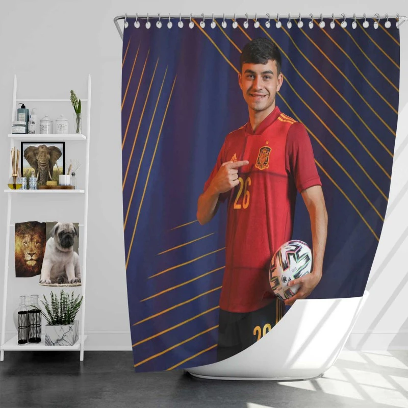 Active Spanish Football Player Pedri Shower Curtain