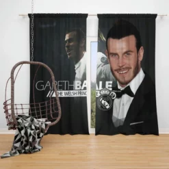 Active Welsh Football Player Gareth Bale Window Curtain