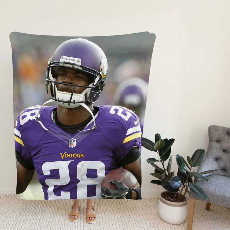 Adrian Peterson Energetic Running Back in NFL Fleece Blanket