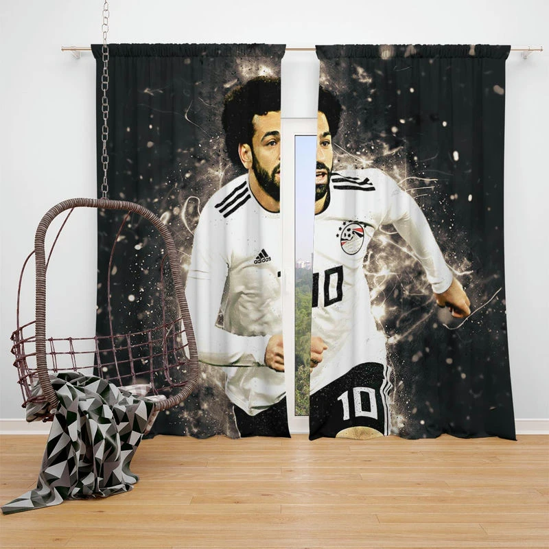 African Cup Sports Player Mohamed Salah Window Curtain