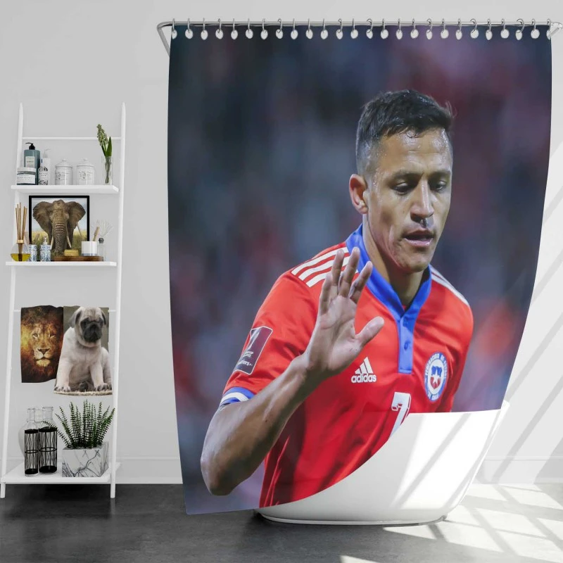 Alexis Sanchez Best Chile Forward Football Player Shower Curtain