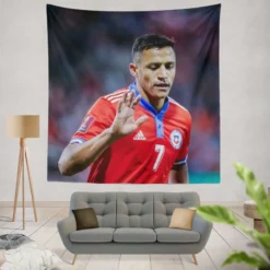Alexis Sanchez Best Chile Forward Football Player Tapestry