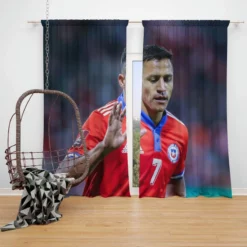 Alexis Sanchez Best Chile Forward Football Player Window Curtain