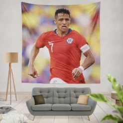 Alexis Sanchez Ethical Football Player in Chile Tapestry