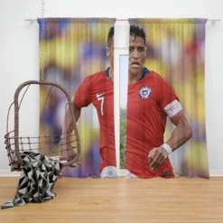 Alexis Sanchez Ethical Football Player in Chile Window Curtain
