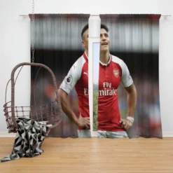 Alexis Sanchez Exciting Football Player Window Curtain